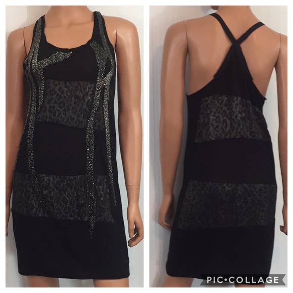 Miss Me Dresses & Skirts - Miss Me Beaded animal print racerback dress Sz M
